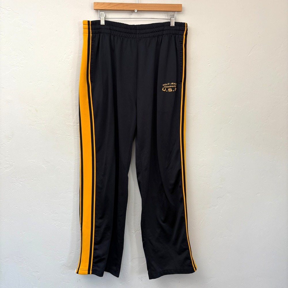 Ralph Lauren Polo Vintage Track Sweat Pants Men Size Large Blue Orange Ankle Zip